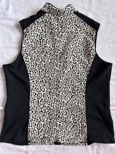 RUBY RD. Favorites Vest Size Women's LARGE Black & White Cheetah Full Zip Vest - Picture 5 of 6