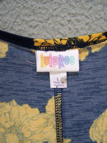 LuLaRoe Jacket Womens Large 12 14 Blue Yellow Floral Print Open Front Ladies - Picture 4 of 10