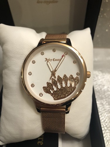 NIB Authentic Black Label Juicy Couture Rose Gold Watch Mesh Needs Battery - Picture 2 of 3