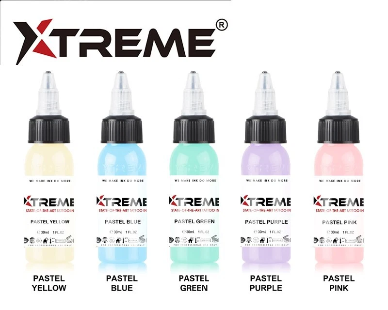 XTREME INK XTREME 5 COLOR PASTEL SET 1-oz Pigment Tattoo Ink Made in USA