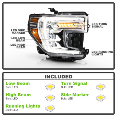 Driver Side Full LED Headlight Assembly For 2019-2021 GMC Sierra
