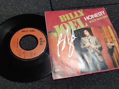 Billy Joel Autogramm Vinyl 7' HONESTY signiert Live Konzert Tour Sammler selten