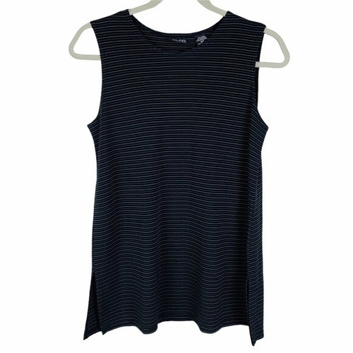 New York & Co. Pinstriped Side Slit Blouse Women's XS Black Gray Sleeveless - Picture 6 of 8