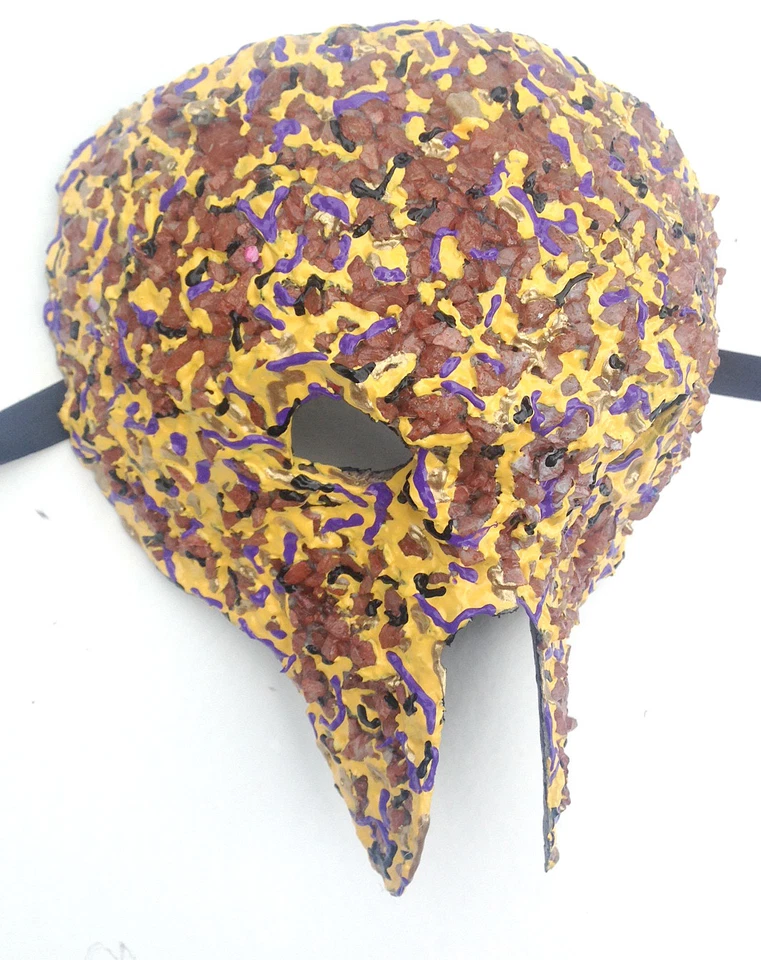 Mix Media Mask   Yellow with Stones Handmade One of a kind - Image 2 of 4