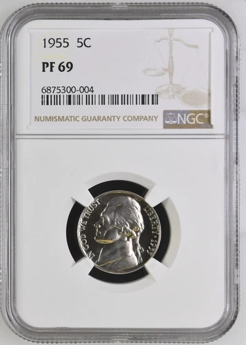 1955 Jefferson Nickel - NGC PF69 - LOOKS CAMEO - VERY SCARCE AT THIS GRADE LEVEL