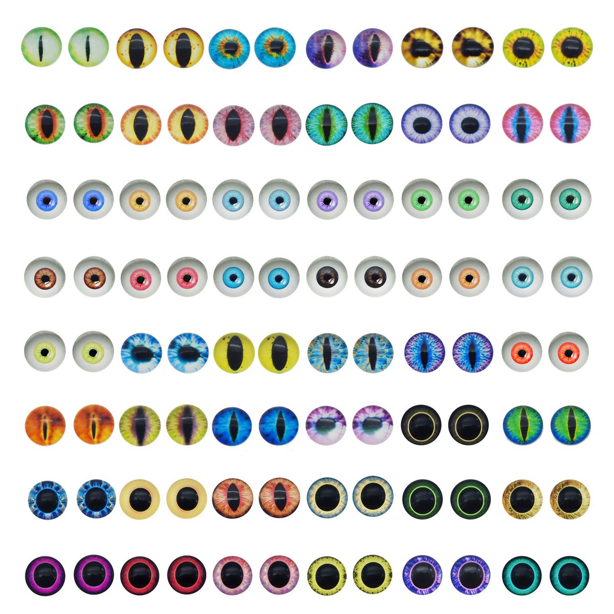 50pair-6-8-10-12mm-glass-dragon-human-owl-eye-flatback-cabochon-diy-art-crafting-ebay
