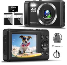 Digital Camera 4K 44MP UHD Digital Cameras for Photography Autofocus Point Shoot