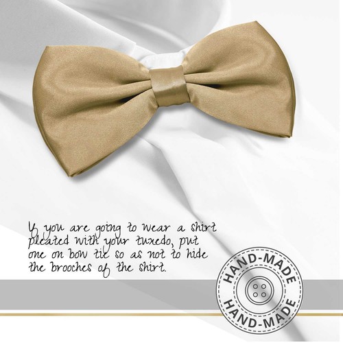 Elegante papillon in colore Beige da uomo, chiusura con gancio regolabile - Foto 3 di 7