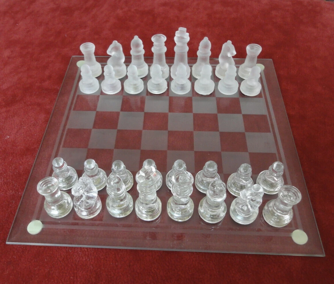 Glas Schach Spiel Satz Umfassen Matt/Poliert Glas Schach Bord und 32 Schach