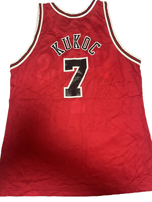 Vintage Champion NBA Bulls Jersey Toni Kukoc Red #7 Size 44 Large