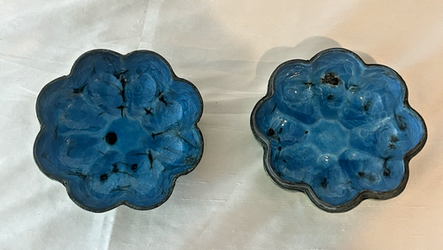 Antique Chinese Enamel Copper Gourd Melon Box BLUE GREEN - Picture 14 of 17