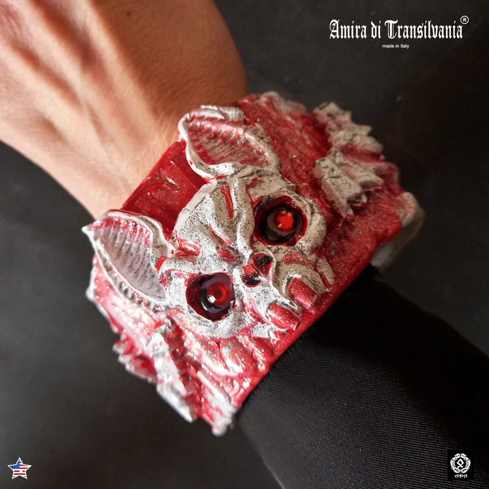 joyería mujer pulsera sólida brazalete marca de lujo original moda vampiro gótico rojo Foto 2 de 4