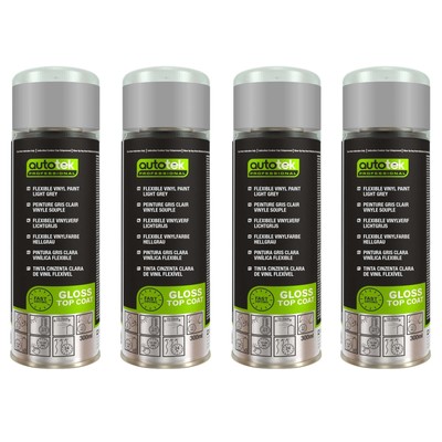 Autotek Flexibler Vinyllack hellgrau schnelltrocknend Aerosol Sprühfarbe 300ml x4