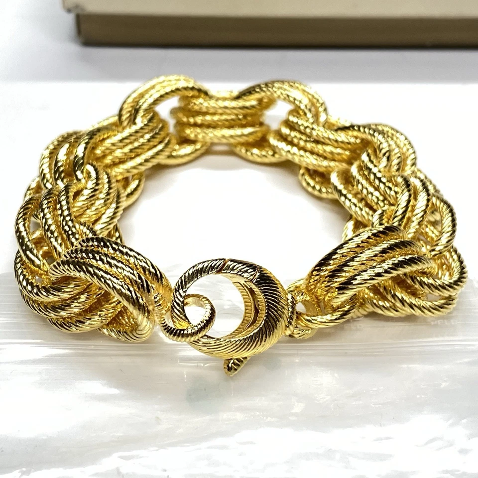 Conjunto de pulseras texturizadas de triple eslabón de bronce de oro y plata Milor Italia talla pequeña Foto 2 de 4