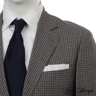 #1 MENSWEAR LNWOT Brunello Cucinelli Italy Gray Silk Linen Mix Checked Jacket 50