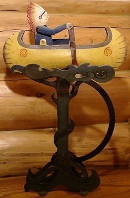 Authentic Models Balance Toys Native American Indian Canoe Painted Rustic Decor