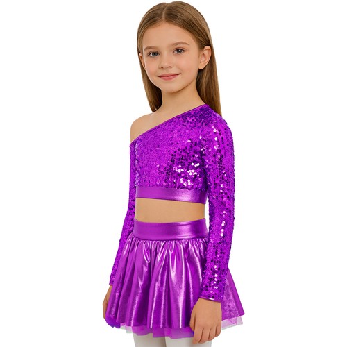 Kinder Mädchen Kostüm Disco Outfits Wettbewerb Tanzkleidung Hip Hop Set 2-teilig Jazz - Bild 26 von 61
