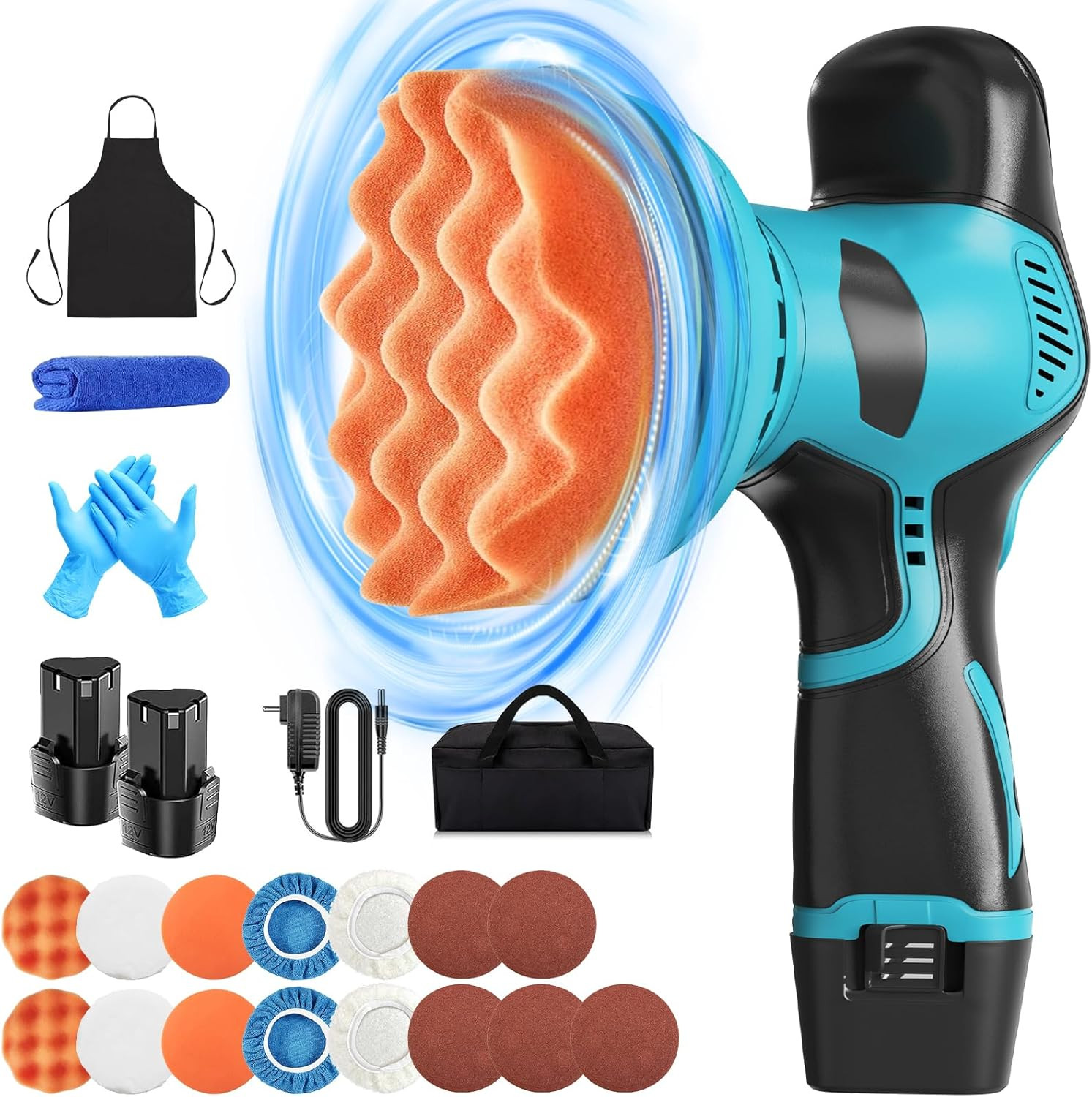 Housiwill Buffer Polisher, 380W 125MM Cordless Car Polisher Kit Black