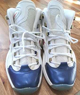Reebok Question Mid sz 11 White Iverson Blue Toe J82534