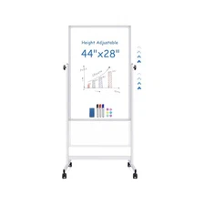 Rolling White Board 44x28 Height Adjustable,Magnetic Standing Mobile Easel Board