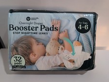 NEW Naturally Nature Overnight Child's Diaper Booster Pads Pack of 32 Sizes 4-6