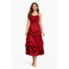 2000s David’s Bridal Junior Bridesmaid Dress Apple Red Satin NWT age 12