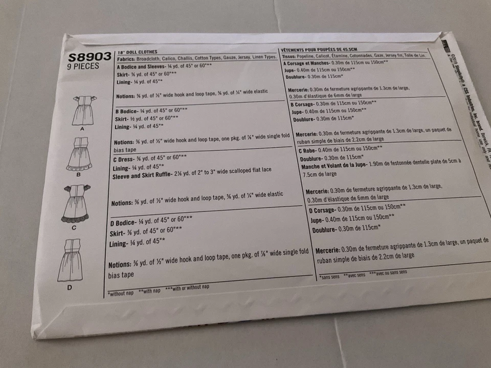 "Lote de tres patrones de ropa para muñecas de 18"" #3" Foto 4 de 4