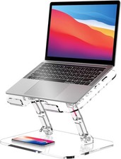 Lpoake Acrylic Laptop Stand for Desk, Adjustable 1 Pack, Clear