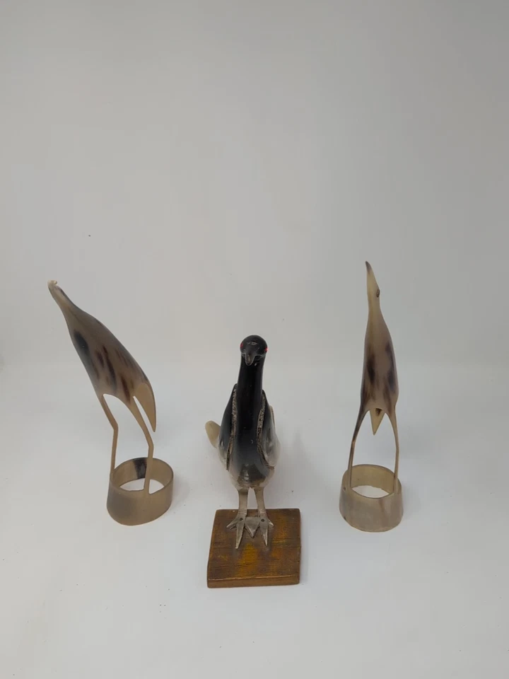 Tres arte popular MCM cuerno pájaros anhelados cuerno estatuilla decoración del hogar Foto 4 de 4