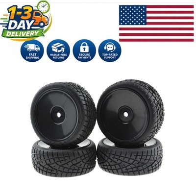 1:10 Scale RC Tires with Hard Dish Rims for Touring Cars   Black
