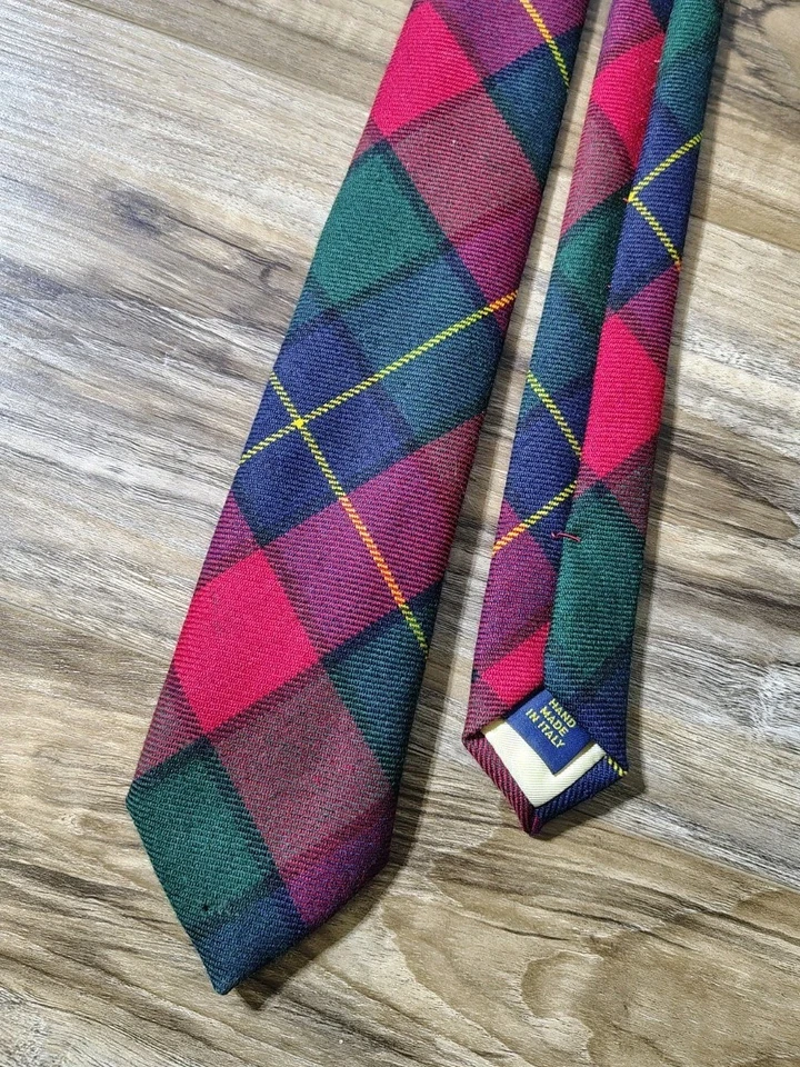 Polo Ralph Lauren Corbata Rojo Azul Verde Tartán Cuadros Pony Logo Algodón Navidad Foto 3 de 4