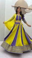 Purple Yellow Designer Lehenga Choli Traditional Indian Ethnic Dress Women