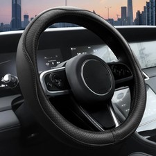 Microfiber Leather Steering Wheel Cover 14.5-15 Anti-slip Universal Black