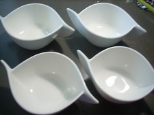 4 Villeroy Boch White Porcelain Bowls New Wave Pattern Germany 7.5" 12 Ounce