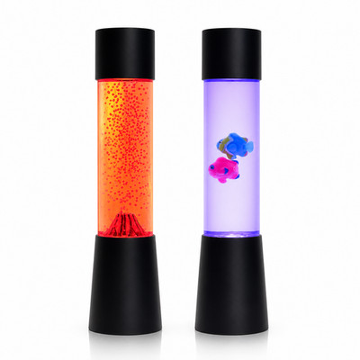 LED Vulkan Fisch Lampe Farbwechsel Deko Nachtlicht USB-C Batterie Lavalampe 