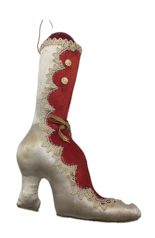 VTG Lady's Satin Boot Christmas Ornament 5.25”