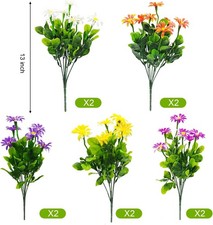 10 Bundles Artificial Daisies Plastic Flowers Outdoor UV Resistant Fake Daisy