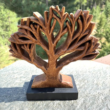 Vintage Hand Carved Wooden Tree Sculpture Rus...