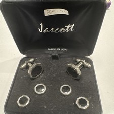 Jascott Silver Tone and Onyx Cufflinks and Studs