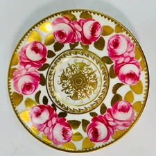 Royal Chelsea Golden Floral Cabbage Roses W/Gilt Saucer Hand Painted Dulany & Co