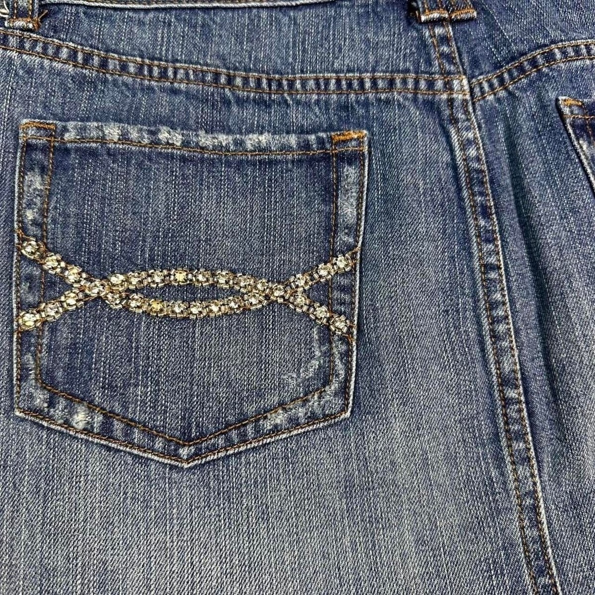 Y2K Abercrombie & Fitch denim mini skirt with rhinestone details View 5