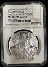 2016 British Virgin Islands $10 Guardian Angel Silver NGC PF 70 Ultra Cameo