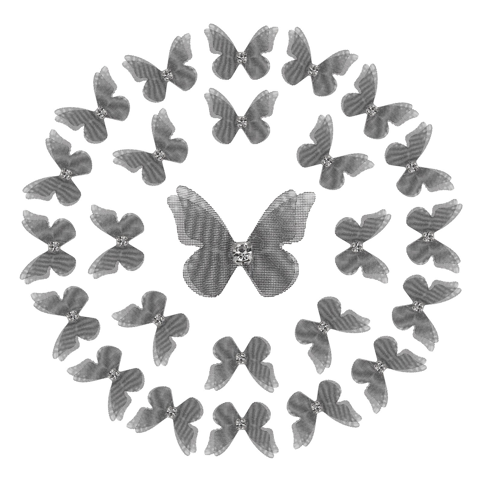 25 Mariposas de organza para manualidades, 20mm mariposa de malla 3D negra