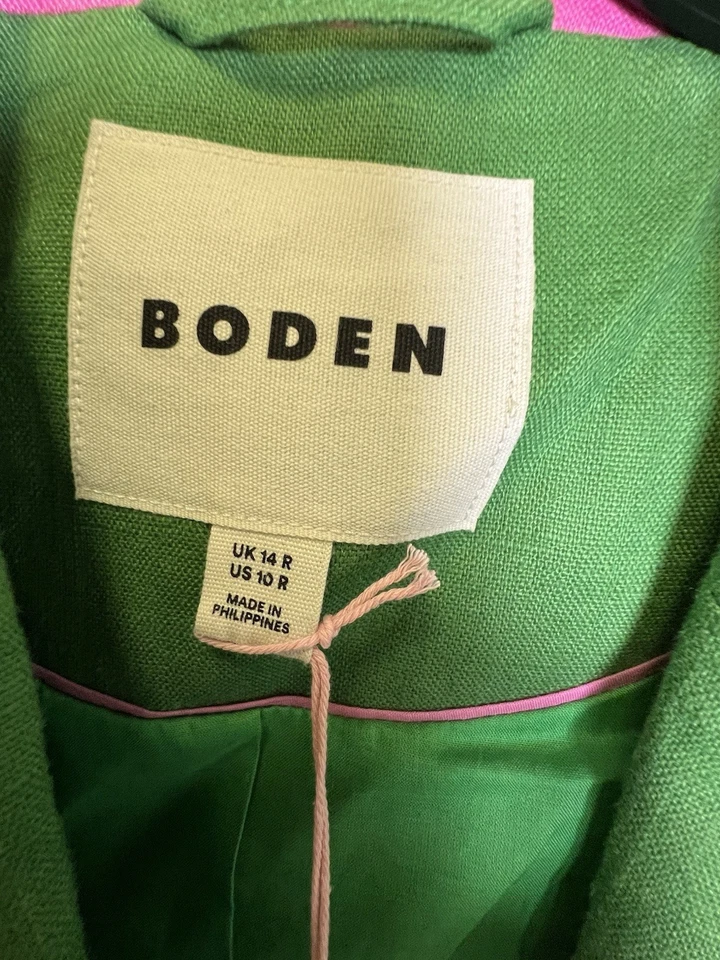 Blazer BODEN Stamford Lino Iguana Verde Nuevo con Etiquetas Talla US 10R Foto 3 de 4