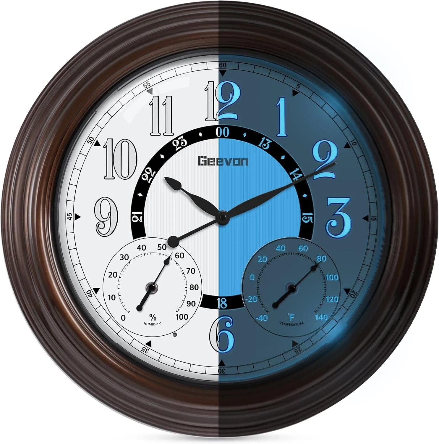 Illuminated Outdoor Clocks Waterproof with Temperature 18 Inch, Bronze