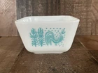 Vintage Pyrex Amish Butter print Refrigerator Dish 0501 Turquoise 1 1/2 Cup