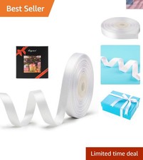 High-Quality White Double Face Satin Ribbon 3/8" x 25 Yards - Crafting Essential