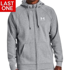 Mens Under Armour Rival Fleece Full-Zip Hoodie 1359028 GRAY UA Rival Fleece FZ