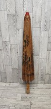Vtg Hand Painted Japanese Chinese Bamboo Rice Paper Wood Umbrella Parasol  Read