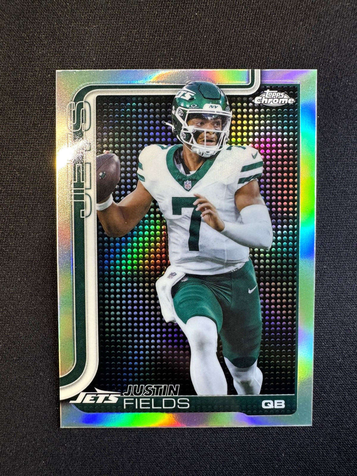 2025 Topps Chrome Refractor Justin Fields Lightboard #237 Jets Chiefs SSP